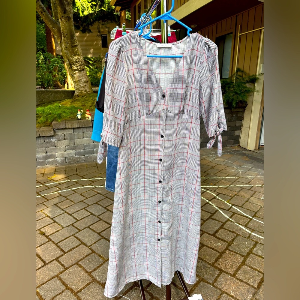 Mango Plaid Button-Down Dress